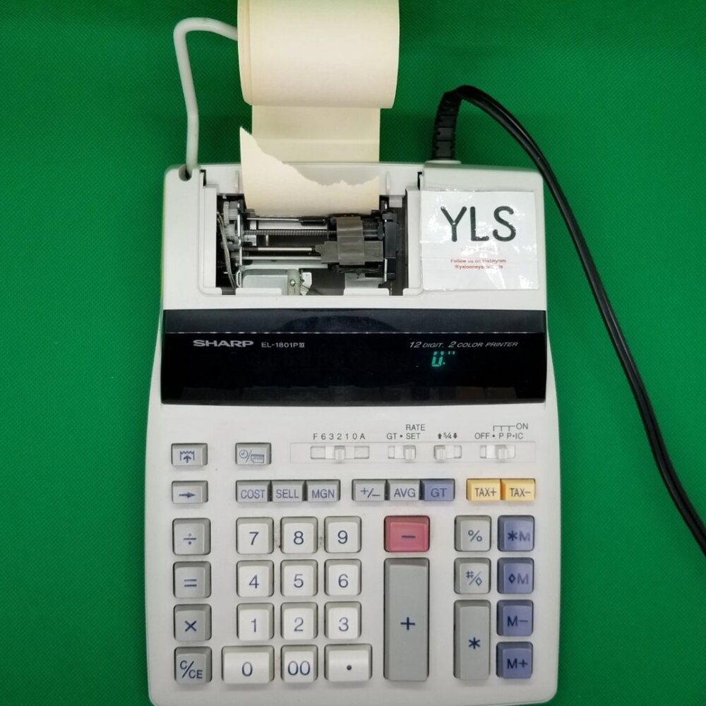 Sharp Desktop Calculator Testedβ Works EL-1801PIII 12-Digit 2-Color Printer